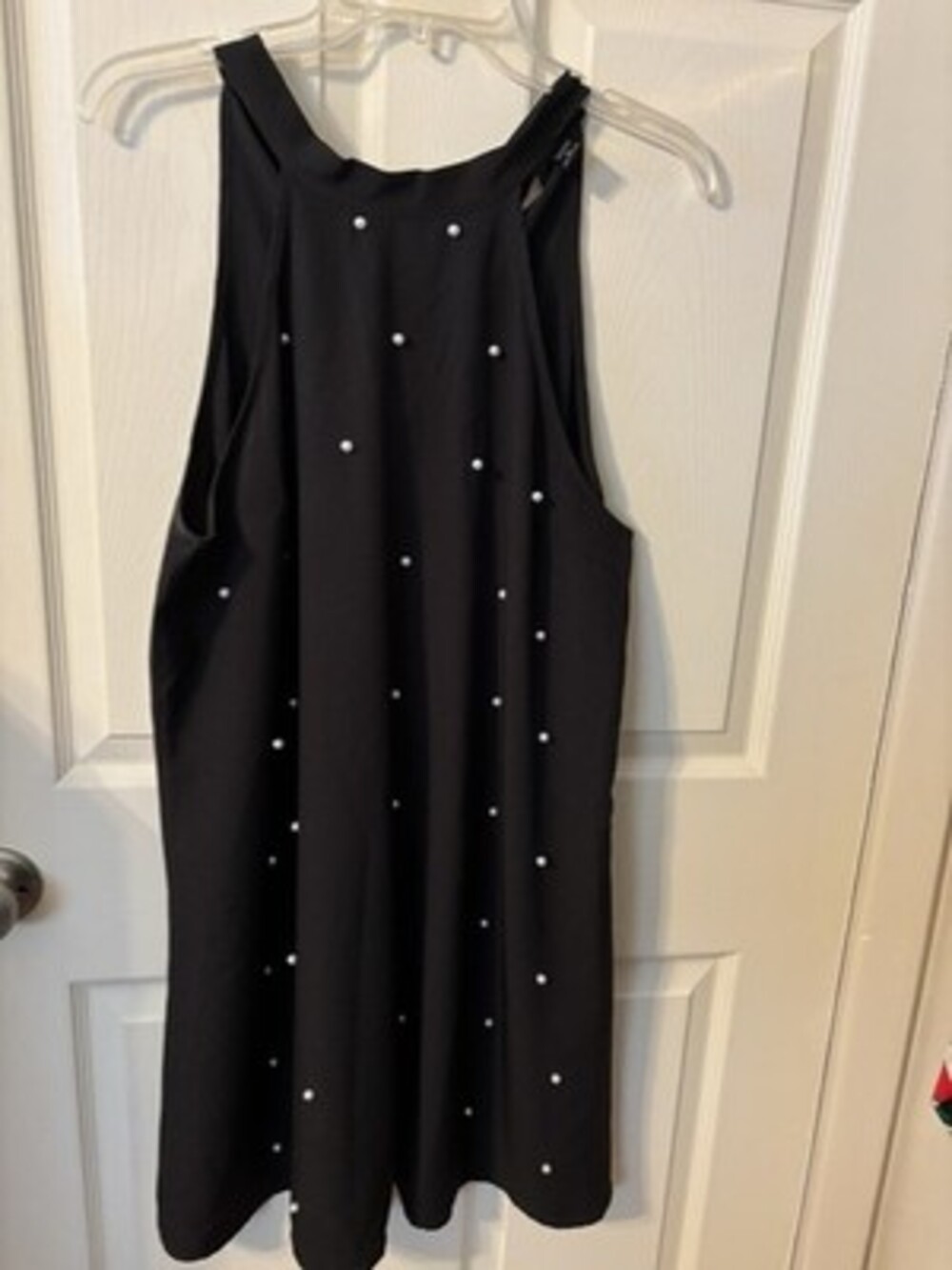 Emory Rose Women’s XL Black Pearl Embellished Sleeveless Tie Back Cocktail Party